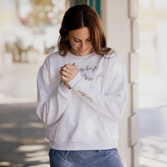 Albion Fleur Crew Neck Sweatshirt White - Picture 4 of 12